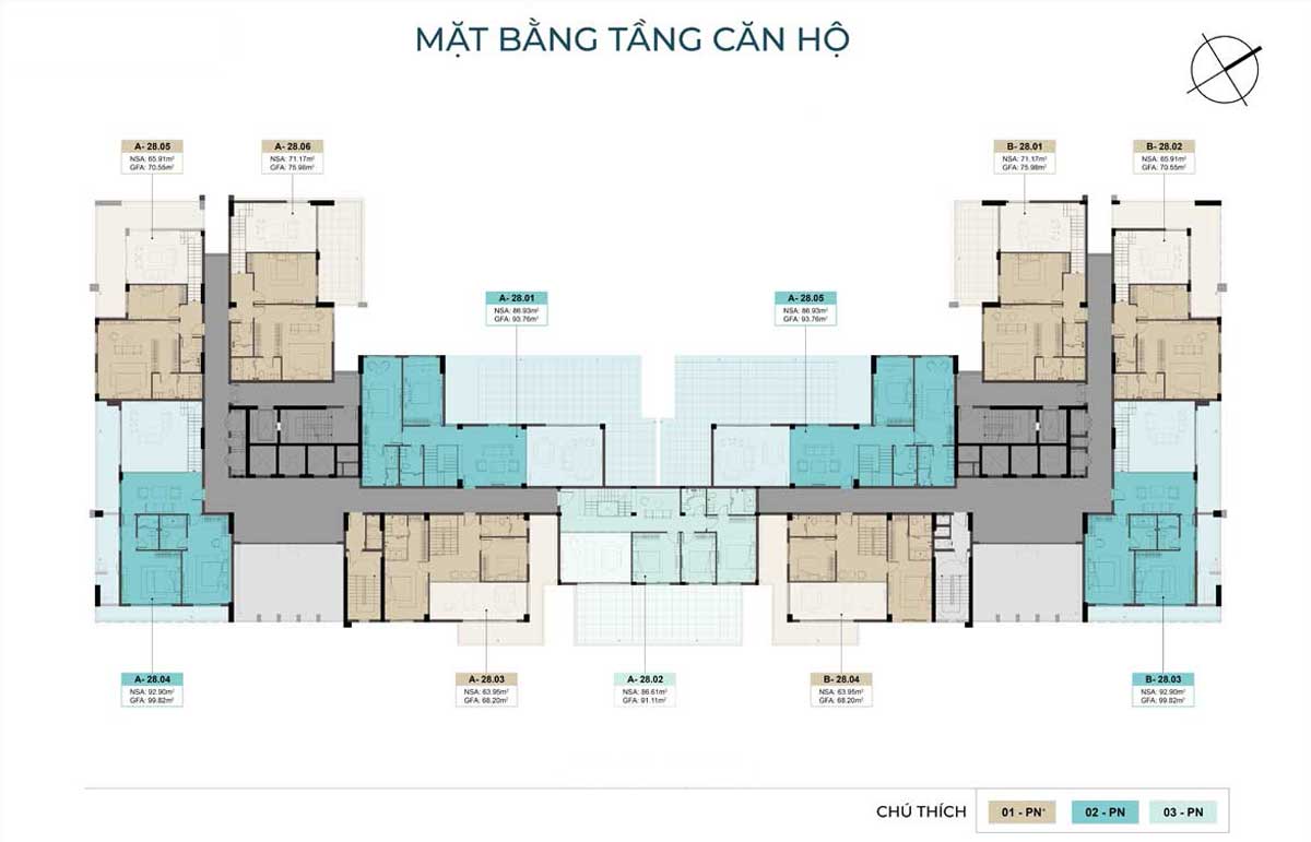 Mặt bằng thiết kế The Felix Thuận An